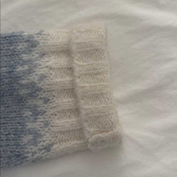 Alex Mill Fair Isle Button-Front Cardigan in Light Blue, Navy & Cream - Picture 8 of 8